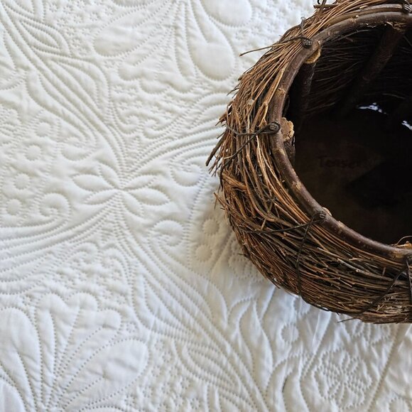 Tenser Handmade Rustic Twig & Wicker Basket With Wooden Supports - Picture 9 of 9